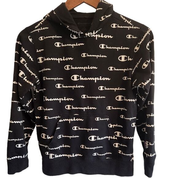 Champion Kids Black and White Hoodie Size Medium - Picture 1 of 4